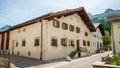 The houses of Sils Maria in Switzerland - a beautiful little village - SWISS ALPS, SWITZERLAND - JULY 22, 2019