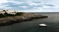 Houses in a small bay in Menorca. Soft focus. Royalty Free Stock Photo