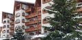 Houses and snow mountains panorama in bulgarian