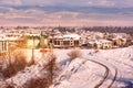 Panorama of bulgarian ski resort Bansko Royalty Free Stock Photo