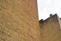 Houses with solid brick walls. Firewalls in the old town. Chimney.