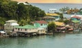 Houses on stilts in the Oak Ridge area of Roatan, Honduras Royalty Free Stock Photo