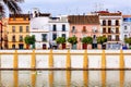 Houses Stores Cityscape Boats River Guadalquivr Seville Spain Royalty Free Stock Photo
