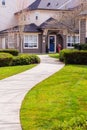 Houses in suburb with Spring Blossom in the north America. Luxury houses with green coloured landscape Royalty Free Stock Photo