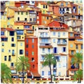 Houses of sunny Menton Royalty Free Stock Photo