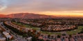 Houses surrounding a golf course in Eastlake Chula Vista, drone shot.