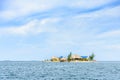 Houses on tiny island, Placencia, Belize,