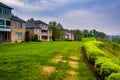 Houses on top of a large hill in Lemoyne, Pennsylvania. Royalty Free Stock Photo