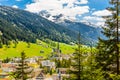 Houses in town village in Alps mountains, Davos, Graubuenden, S