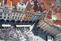 Houses with traditional red roofs in Prague Old Town Square in t Royalty Free Stock Photo