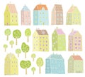Houses and Trees collection Royalty Free Stock Photo