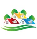 Houses and trees real estate image logo