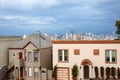 Houses on Twin Peaks Neighborhood and downtown skyline of San Francisco Royalty Free Stock Photo