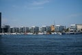 Houses for vacationers in the form of ships on the embankment of the Baltic Gulf. Gdynia. Poland.