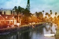 Houses on the Venice Beach Canals in California. Royalty Free Stock Photo