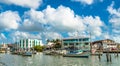 Houses and yachts at Haulover Creek in Belize City Royalty Free Stock Photo