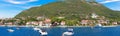Houses and yacts on the coast of the Adriatic sea, Kotor Bay, Montenegro Royalty Free Stock Photo