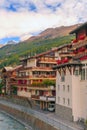 Houses in Zermatt alpine village, Switzerland