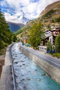 Houses in Zermatt alpine village, Switzerland