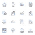 Housesitting line icons collection. Pets, Garden, Security, Trust, Comfort, Freedom, Responsibility vector and linear