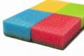 Houseware Concept: Four Colorful Kitchen Sponges Together. Isolated Over White Background