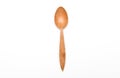 Houseware: wooden kitchen spoon, isolated on white background top view. Zero waste, eco friendly concept. Flat lay