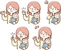 Housewife and baby expression set Illustration