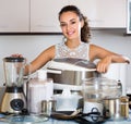 Housewife with blender, multicooker and steamer