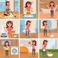 Housewife. Cleaning, cooking, washing,