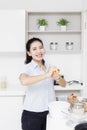 Housewife cooking apple pie in kitchen Royalty Free Stock Photo