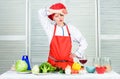 Housewife cooking and drink wine. Enjoy easy ideas for dinner. Woman enjoy cooking food. Housekeeping and culinary Royalty Free Stock Photo