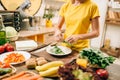 Housewife cooking on the kitchen, bio food