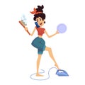 Housewife flat cartoon vector illustration