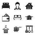 Housewife icon set, simple style