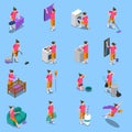 Housewife Isometric Icons Set Royalty Free Stock Photo