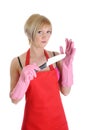 Housewife with a knife Royalty Free Stock Photo