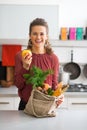 Housewife with purchases from local market Royalty Free Stock Photo