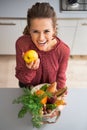 Housewife with purchases from local market Royalty Free Stock Photo