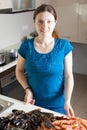 Housewife with raw seafood Royalty Free Stock Photo