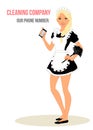 Housewife - retro Maid Costume with cleaning