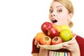 Housewife or seller offering healthy fruit isolated Royalty Free Stock Photo