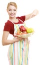 Housewife or seller offering healthy fruit isolated Royalty Free Stock Photo