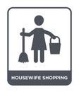 housewife shopping icon in trendy design style. housewife shopping icon isolated on white background. housewife shopping vector
