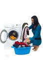 Housewife wash laundry