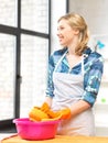 Housewife washing dish at the kitchen Royalty Free Stock Photo