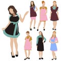 Housewife woman silhouette vector set