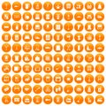 100 housework icons set orange