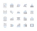 Housing and accommodation line icons collection. Shelter, Home, Apartment, Condo, House, Dwelling, Lodge vector and