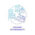 Housing affordability blue gradient concept icon