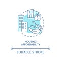 Housing affordability turquoise concept icon